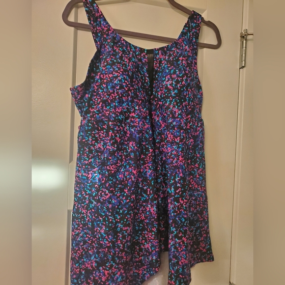 Swimsuits For All Longer Lenth Tankini Top Size 16 Black Confetti NWT Plus Size - Picture 7 of 7